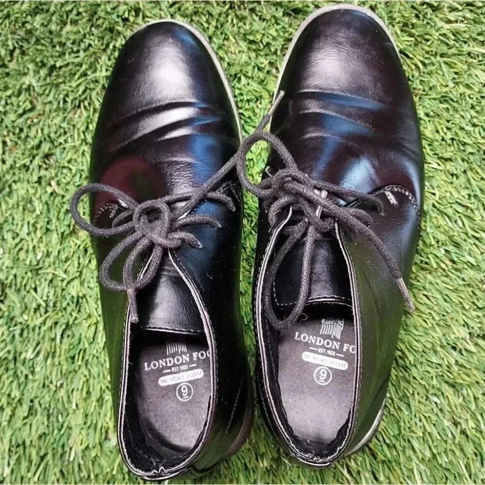 London Fog LFM Broadstreet Mens Memory Foam Black Size 9